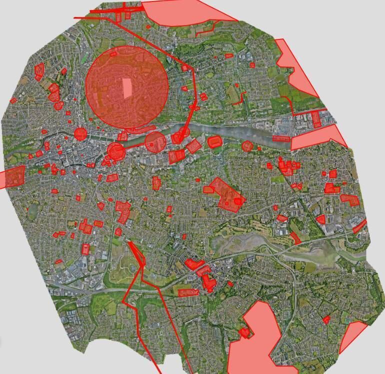 Red zones over Cork airspace. Credit: Bobby Healy/Manna
