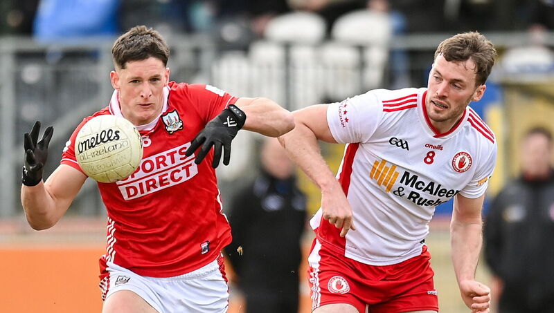 Colm O'Callaghan of Cork in action against Brian Kennedy of Tyrone. Picture: Oliver McVeigh/Sportsfile
