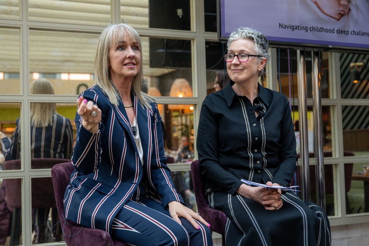 Sleep consultant Lucy Wolfe and Irish Examiner Feelgood editor Irene Feighan in conversation during a Q&A session at the Irish Examiner Parenting coffee morning at Here’s Health in Douglas Court Shopping Centre. Picture Chani Anderson