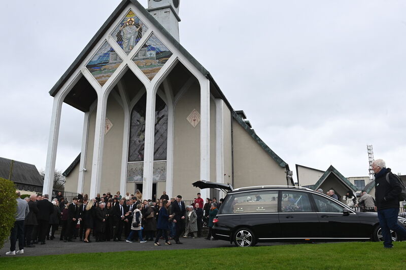  Mourners, including Roy Keane, attending the funeral of Marie Keane at the Church of the Resurrection, Farranree, Cork. Picture: Larry Cummins