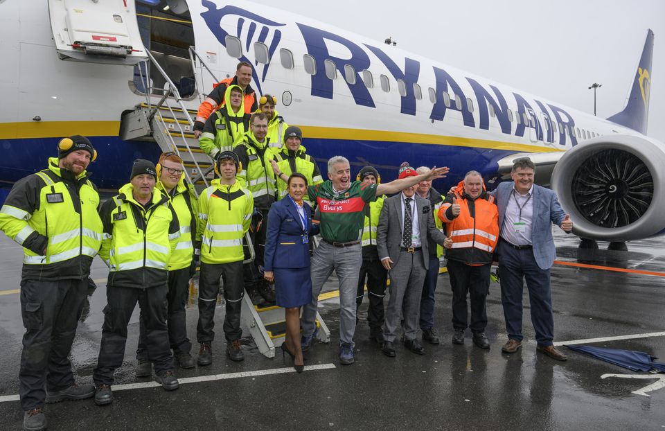 Ryanair chief executive Michael O’Leary paid a brief visit to Ireland West Airport Knock on Tuesday to mark the airport’s 40th anniversary. Photo: Michael McLaughlin