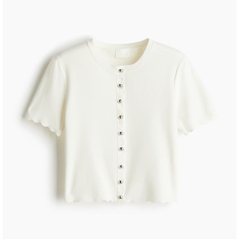 H&amp;M, Scalloped Fine-Knit Cardigan