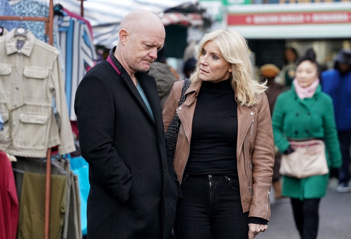 Cindy stares towards Max in a scene from EastEnders
