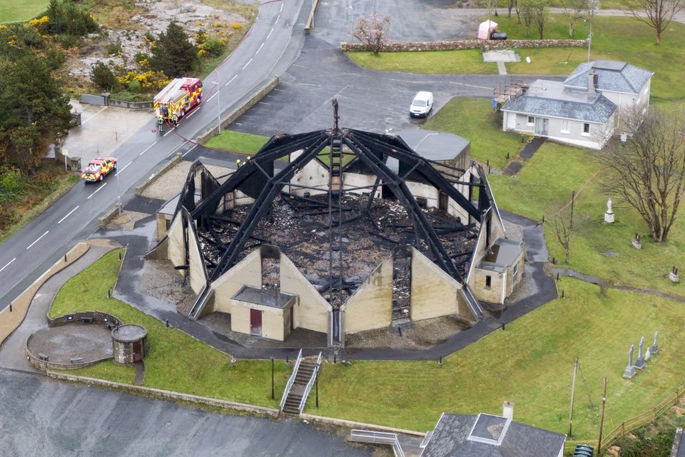 St Mary's Church in Derrybeg, Co Donegal after the 2025 fire. Photo: Joe Dunne 
