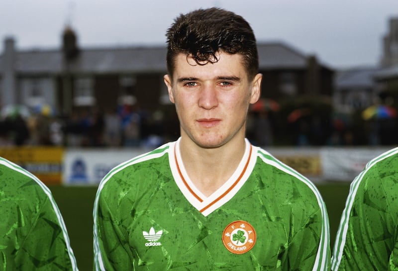 Roy Keane with the Republic of Ireland under 21s before a match against England in Cork in 1990. Photograph: Dan Smith/Allsport/Getty Images