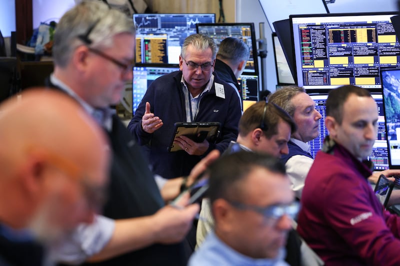 Wall Street stocks dipped early on March 18th after data showing an unexpected jump in producer inflation added to anxiety about a Federal Reserve decision later in the day. Photograph: Angela Weiss/AFP via Getty Images