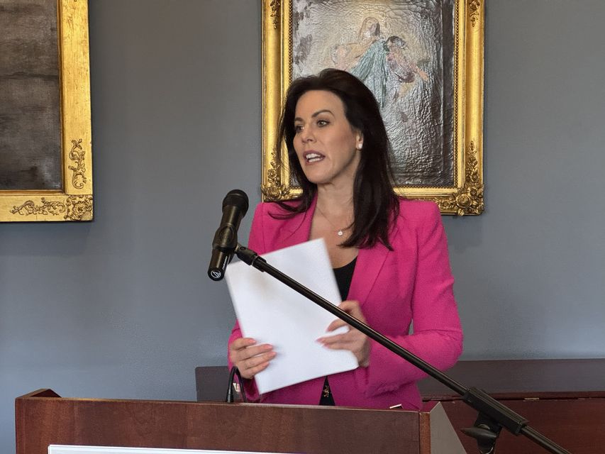 Health Minister Jennifer Carroll MacNeill speaking at the launch of AI for Care at the Mater Hospital in Dublin. Photo: PA