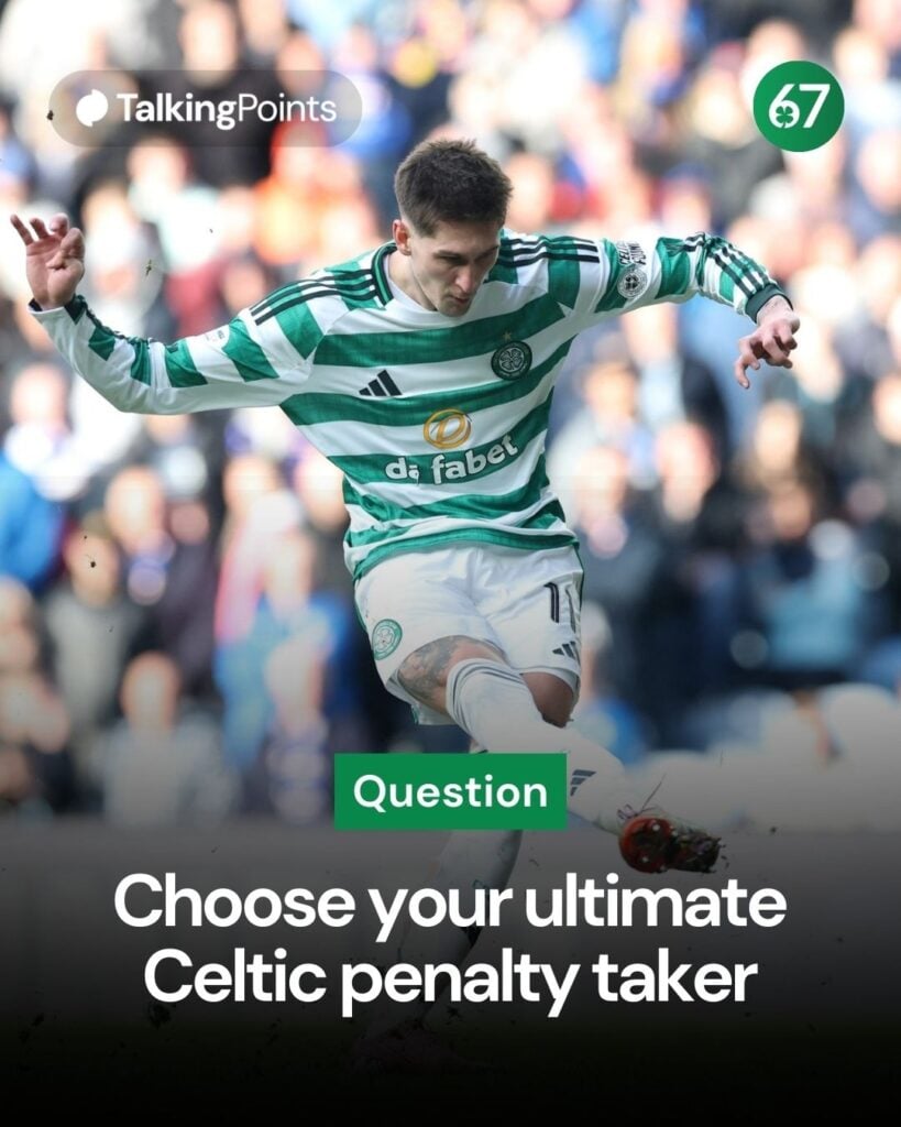 Tomas Cvancara scores from the penalty spot in the Scottish Cup quarter-final between Celtic and Rangers