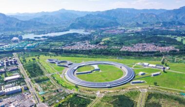 Aerial view of the building of High Energy Photon Source. Photo: Courtesy of the Institute of High Energy Physics, Chinese Academy of Sciences