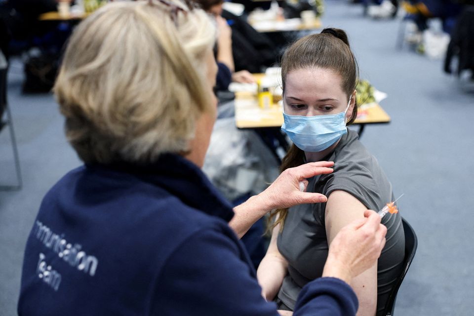 A Kent student is given a meningitis B vaccination yesterday. Photo: Reuters