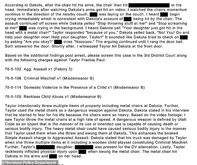 After Mortensen provided cops with video from his cell phone showing the chair hitting Indy, the charges were upgraded to felony aggravated assault, reckless child abuse, and domestic violence in the presence of a child, officers said