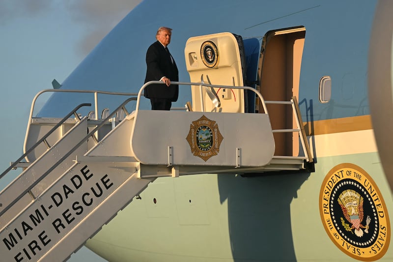 US president Donald Trump in Miami on Monday. Photograph: Saul Loeb/AFP via Getty Images