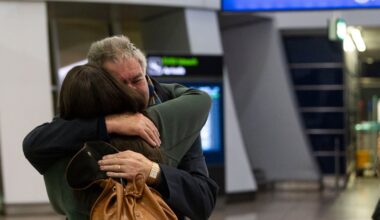 Relieved family reunions at Dublin Airport as chartered flight from Oman lands – The Irish Times