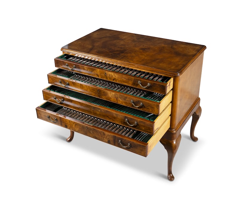 A 24-place-setting, silver thread pattern canteen of Sheffield cutlery weighing almost 450 troy ounces