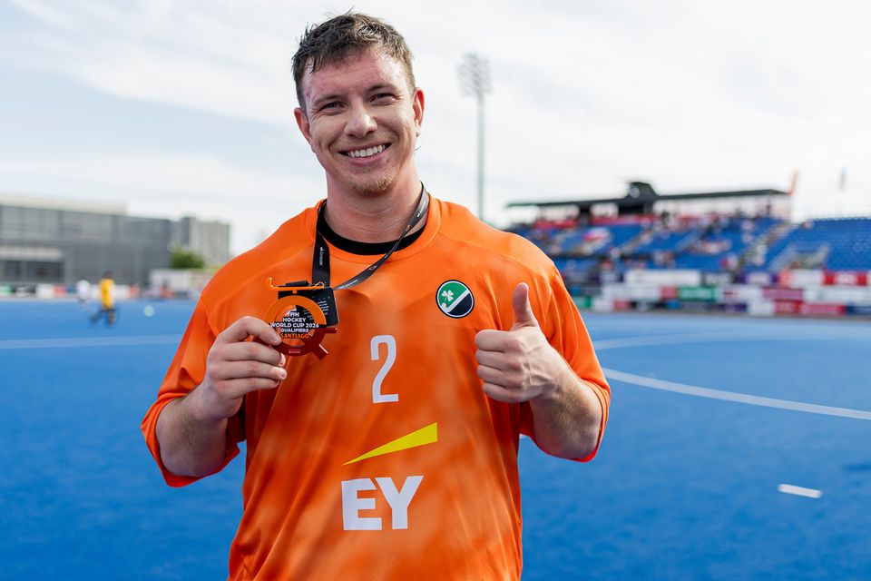 Ireland's Jamie Carr with his Player of the Match award. Photo: Javier Torres/WORLDSPORTPICS