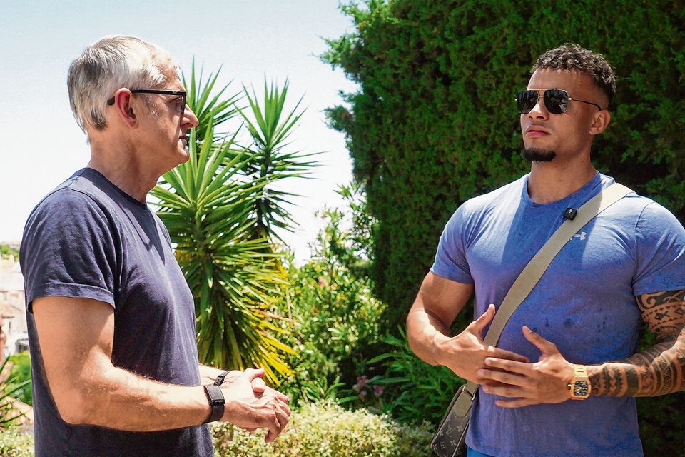 (L to R) Louis Theroux and Harrison Sullivan (HS Tikky Tokky) in ‘Louis Theroux: Inside the Manosphere’. Photo: Netflix