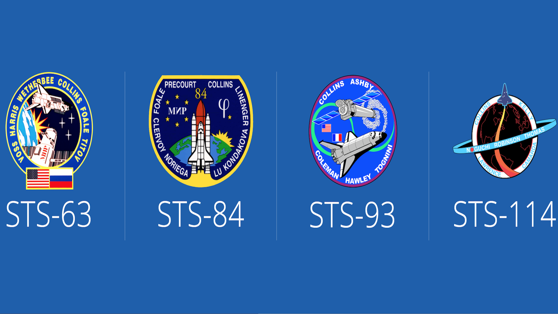 four space shuttle mission patches
