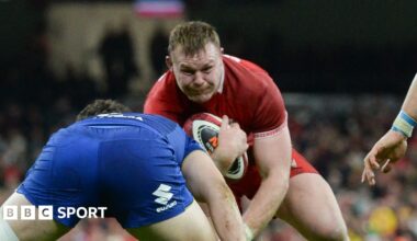 Dewi Lake carries the ball for Wales against Italy