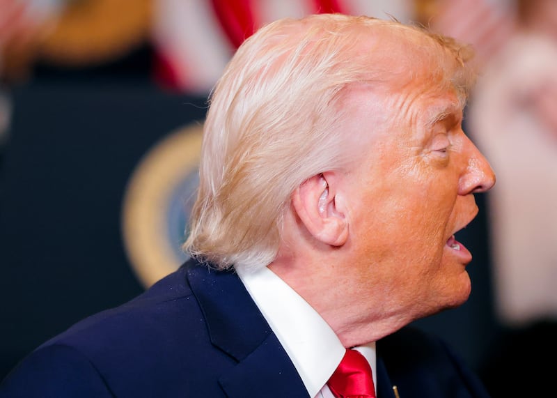 US president Donald Trump in the White House on Thursday. 'Nobody can accuse him of failing to multitask.' Photograph: Heather Diehl/Getty Images