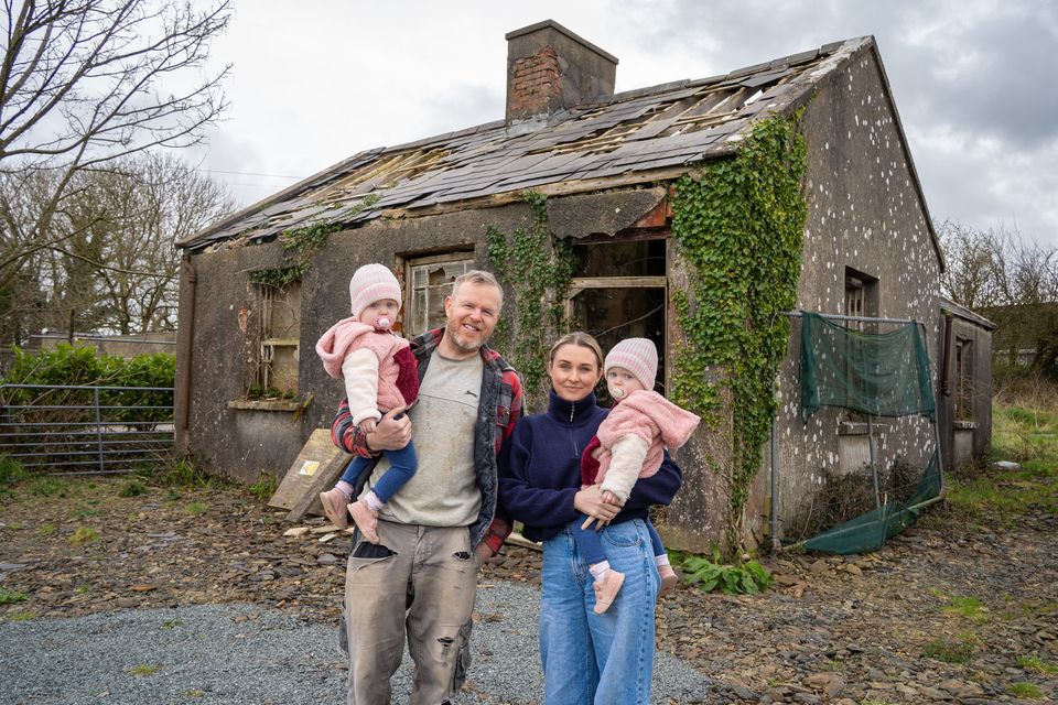 John O'Neill and Nicole Moriarty with twin daughters Ellie and Maddie. Photo by Mark O'Sullivan