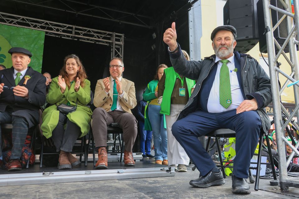 Deputy Danny Healy-Rae TD on the side-lines,  enjoying the St. Patrick's Festival Parade, in Killarney town on Tuesday, organised by Killarney Chamber of Tourism and Commerce. Photo by Valerie O'Sullivan. 
