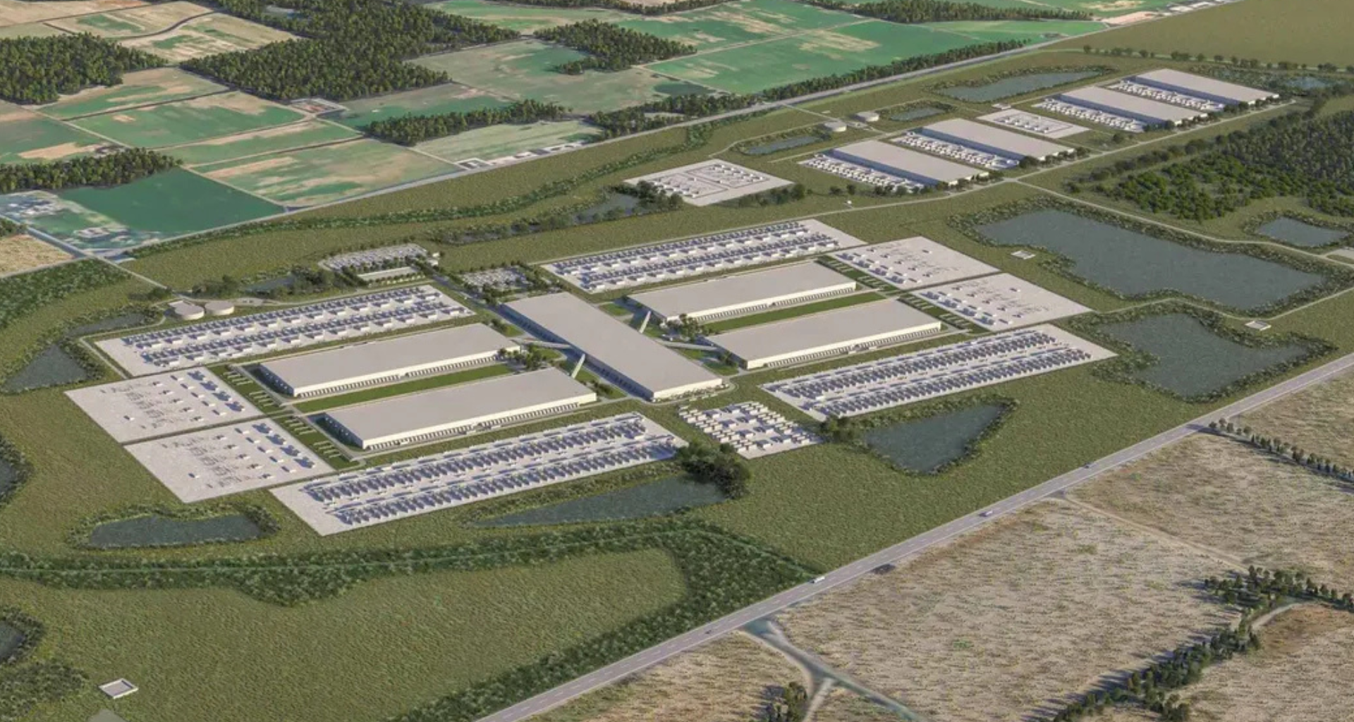 A rendering of Meta&rsquo;s planned data center in Louisiana