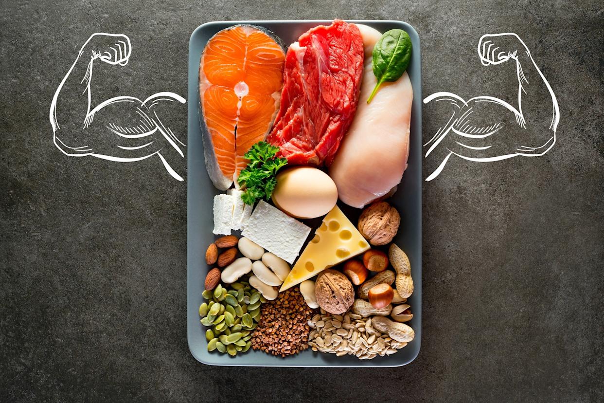 Piotr_malczyk/STOCK PHOTO/Getty Images - PHOTO: Stock photo of a composition of high protein foods.