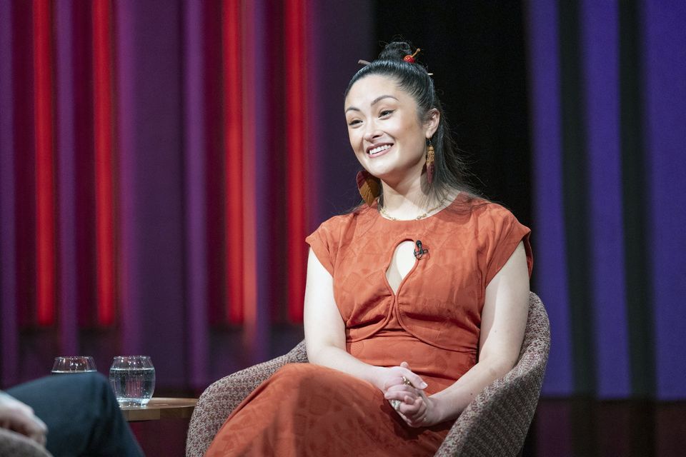 Sean nós singer Amano De Londra Miura from Kerry on The Tommy Tiernan Show. Photo by Claire Loughran. 