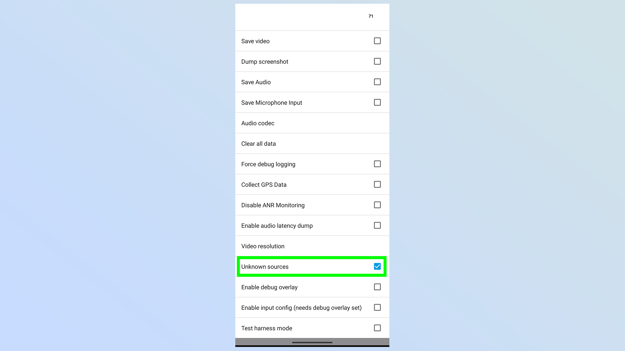 android auto developer options