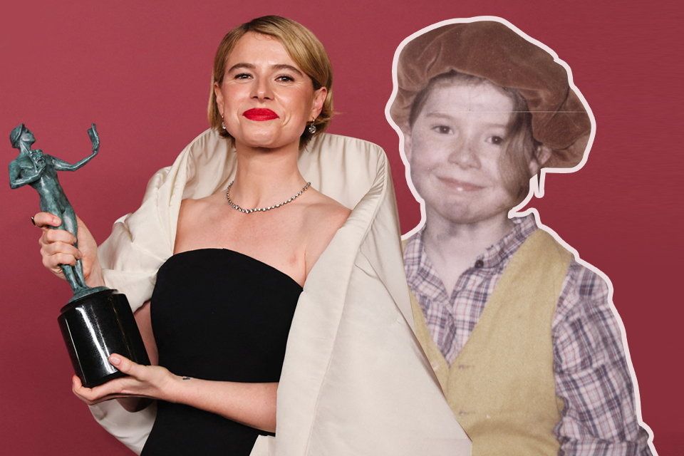 Jessie Buckley, pictured with her SAG-AFTRA Actor's Award, has come a long way from her very first stage role as 'Oliver' in the Killarney Musical Society production in 1997. Photos: Reuters; Buckley family