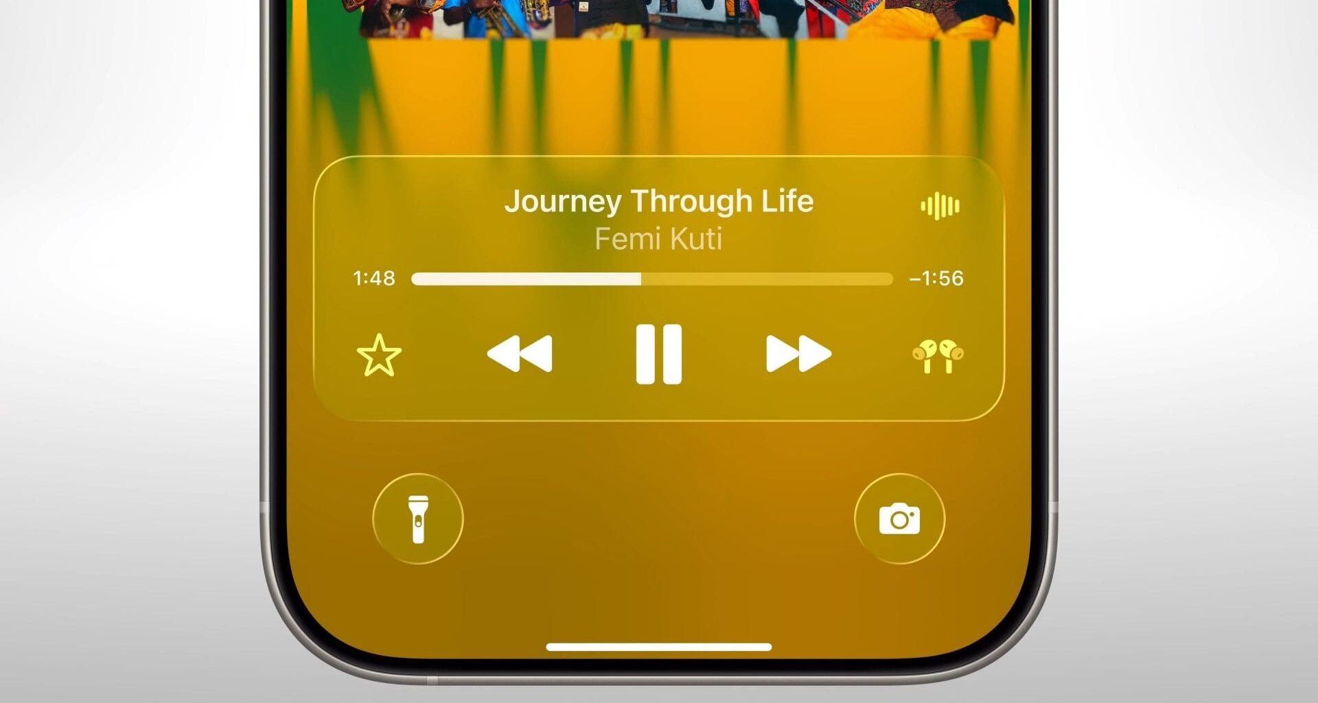 Picture showcasing the translucent media art in lockscreen