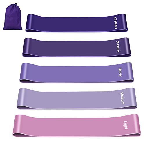 Fokky Resistance Bands [set of 5], 100% Latex Exercise Band for Women and Men, Skin-Friendly Resistance Fitness Exercise Loop Bands 5 Levels for Legs and Glutes, Arms, Pilates, Yoga-Carry Bag Included