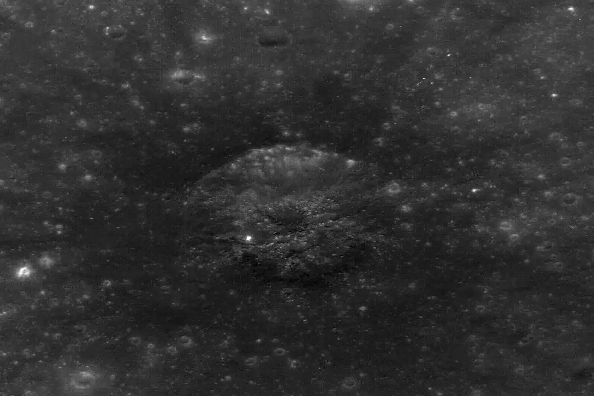 A Nasa Image Shows A Close Up Of A Small Fresh Crater In The Highlands Near Rima Bode Ii