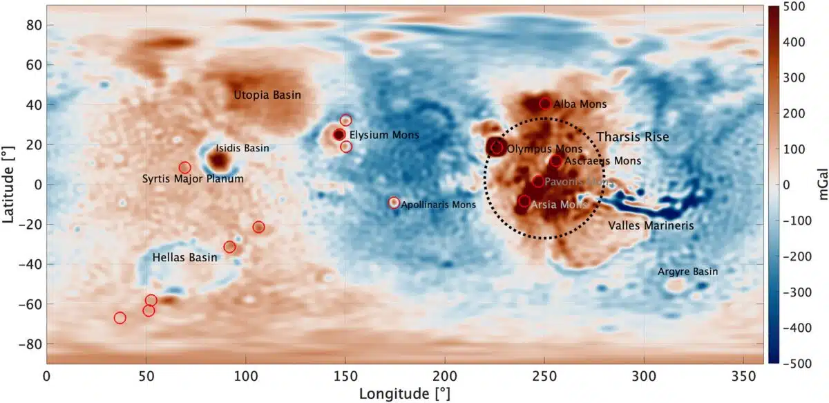 A Gravity Map Of Mars Reveals The Tharsis Volcanic Region