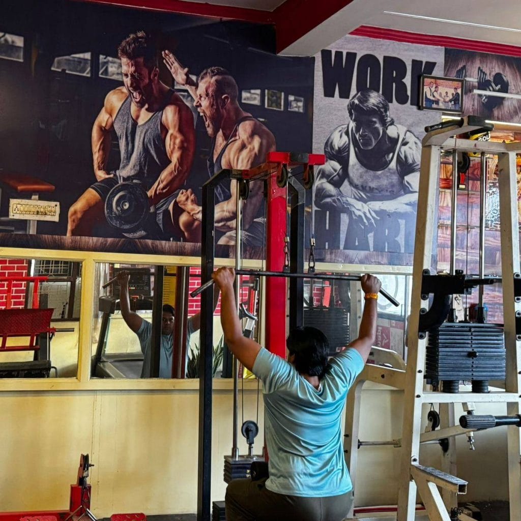 A man exercising at Bajrang gym in the outskirts of Alwar