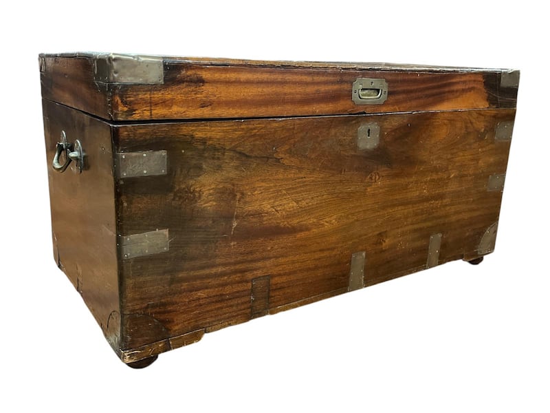 Hardwood and brass-bound camphorwood trunk (estimate €440-€600), at Mullens Laurel Park online auction