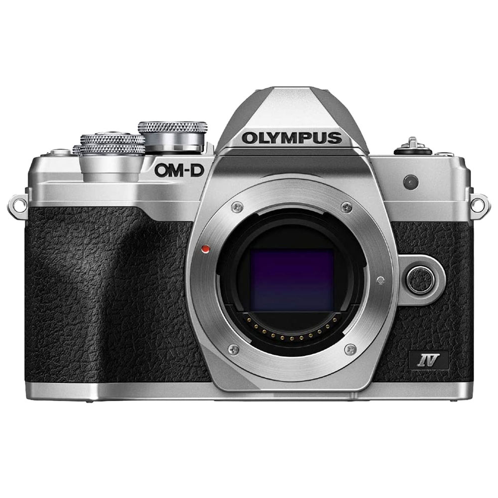 An OM System OM-D EM10 Mark IV showing the sensor against a white background.
