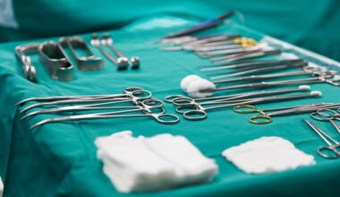 Operating room team preparing for sustainable breast cancer surgery with reusable surgical materials and breast procedure setup