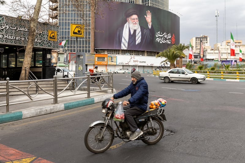A portrait of Ayatollah Ali Khamenei in central Tehran. Photograph: Majid Saeedi/Getty