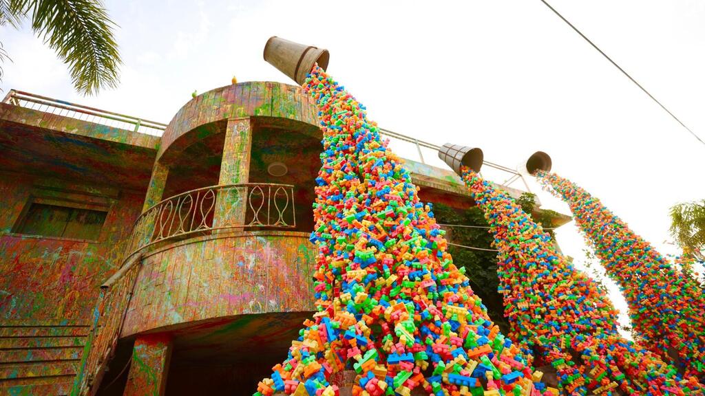 Colorful funnel installation