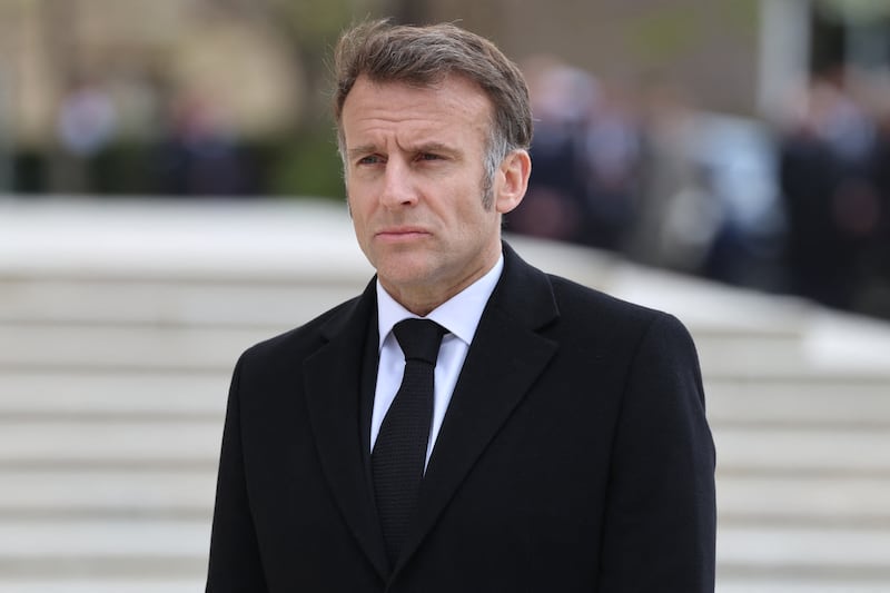 France's president Emmanuel Macron follows the coffin at the end of a national tribute to former French prime minister Lionel Jospin at the Hotel des Invalides in Paris on March 26th, 2026. Photograph: Ludovic MARIN / POOL / AFP via Getty Images