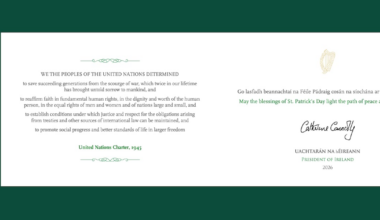 President Connolly’s St Patrick’s Day card invokes UN charter on ‘scourge of war’ – The Irish Times