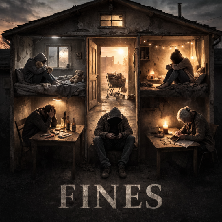 Illustration of vulnerable tenants facing financial strain amid rising landlord fines in Bristol