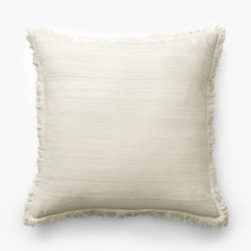 cream cushion cover with fringe edge