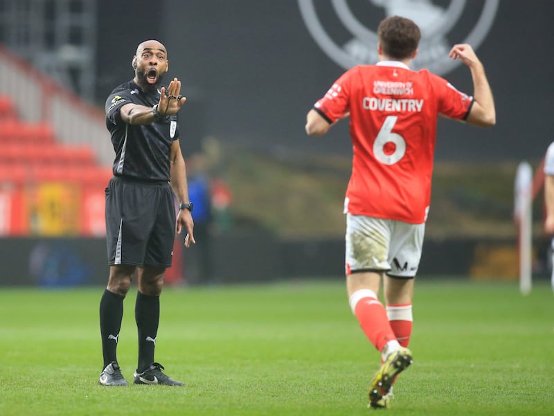 Conor Coventry played well for Charlton against Birmingham City at the weekend, but that didn't mean the referee wanted to hear everything he said. Photograph: Peter Tarry/PA Wire