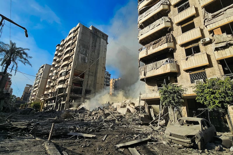 A site of overnight Israeli air strikes is pictured in the southern suburbs of Beirut on March 6th, 2026. Photograph: AFP via Getty Images