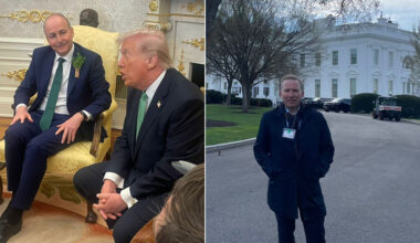 Watch: Donegal's Enda McClafferty presses Trump during St Patrick's Day meeting