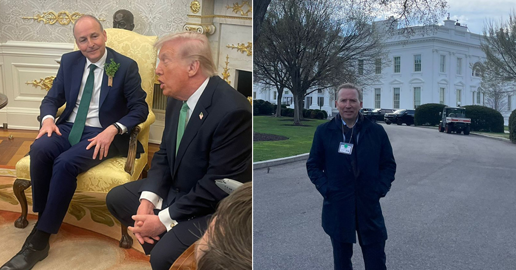 Watch: Donegal's Enda McClafferty presses Trump during St Patrick's Day meeting