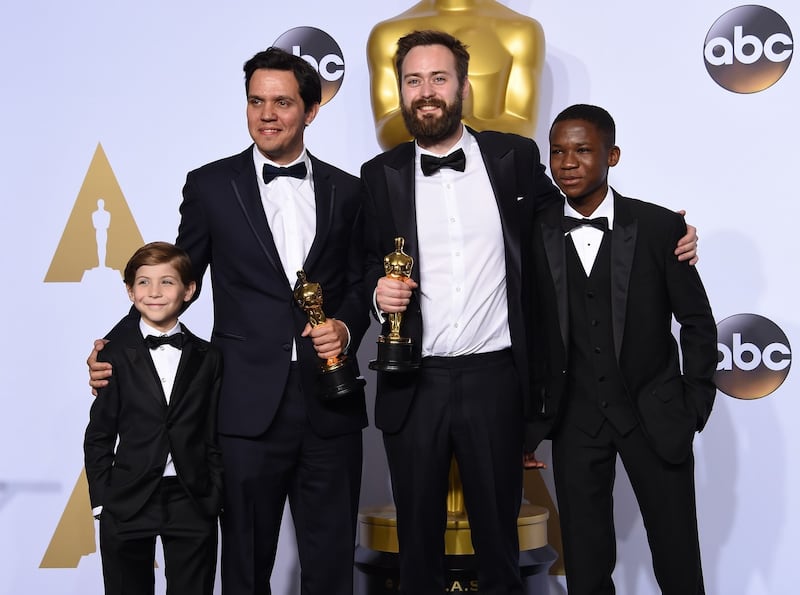 OSCARS CEREMONY: Jacob Tremblay, Shan Christopher Ogilvie, Benjamin Cleary and Abraham Attah at the 88th Oscars in Hollywood, US. Photograph: Frederic J Brown/AFP/Getty Images