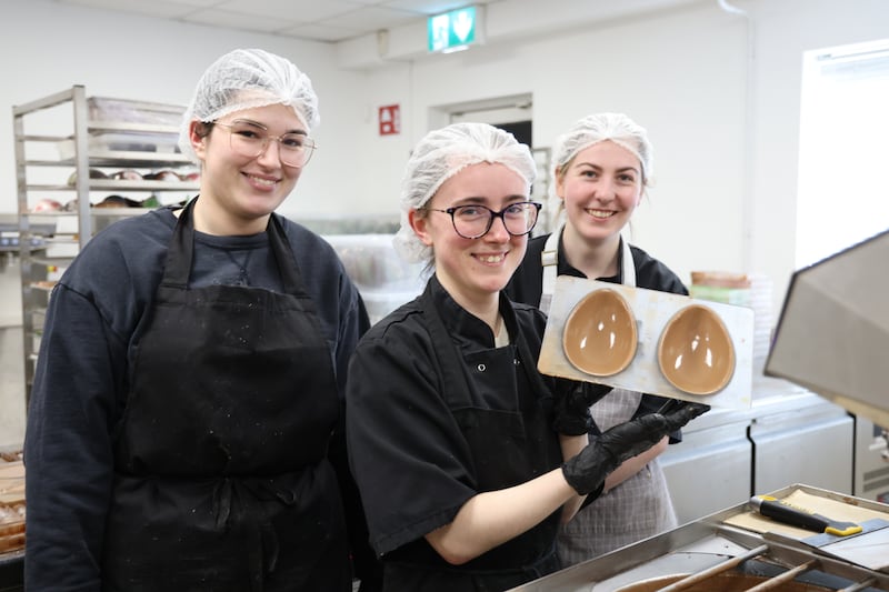 At work in Grá Chocolates (from left) Robyn Williams, Niamh Gibbons and Juliette Simon. Photograph: Bryan O’Brien